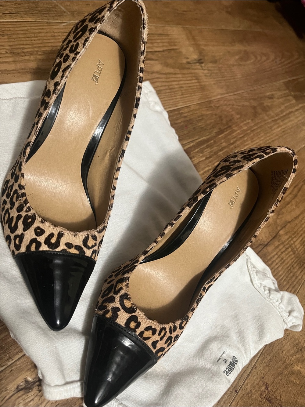 Apt. 9 Leopard-Print Pumps with Black Patent Cap Toe